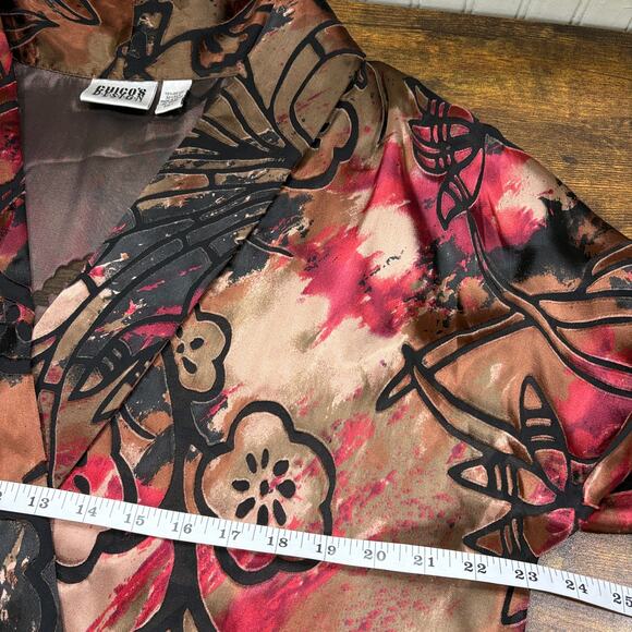 Chicos Size 1 US M Vintage Cardigan Silk Blend Burnout Whimsigoth Fairy Grunge - Picture 13 of 15